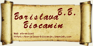 Borislava Biočanin vizit kartica